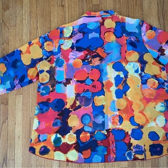 Ali Miles Women’s Colorful Abstract Button-Up Shirt 1X - Picture 5 of 5
